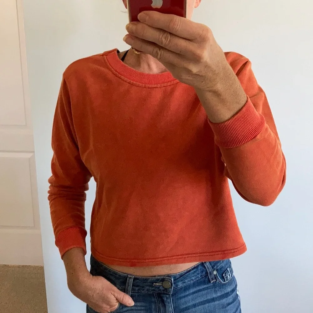 Cropped, Lace Back Pullover Top - Picture 2 of 10